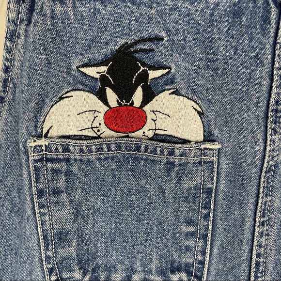Warner Bros. Blue & White Looney Tunes Overalls - Picture 5 of 15